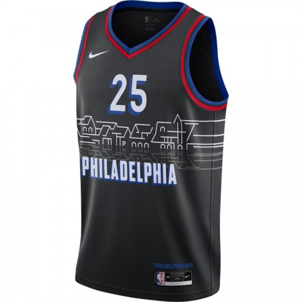 Men's Philadelphia 76ers Ben Simmons #25 Black 2020/21 Swingman Player Jersey–City Edition-Pro Kit Vault | Brand New 26/27 Sports Jerseys